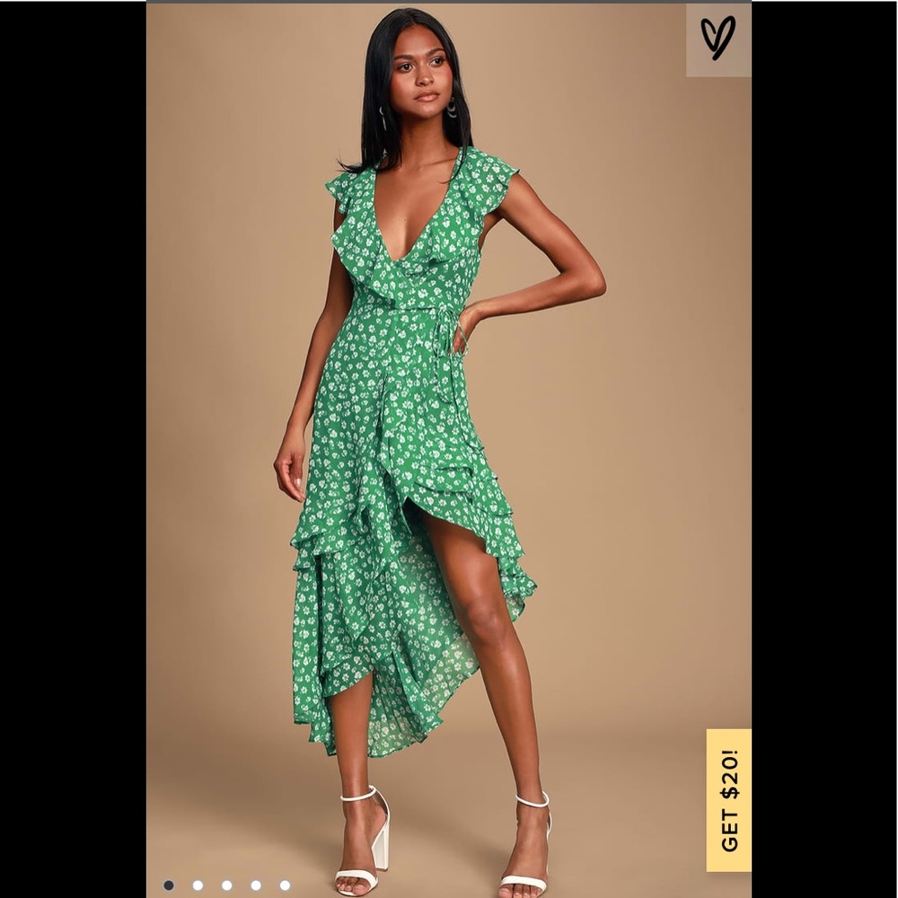 Green high-low maxi dress